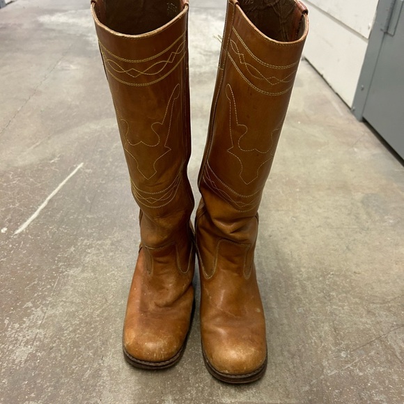 Vintage 70s campus Brown Leather Women's Boots - Picture 2 of 12